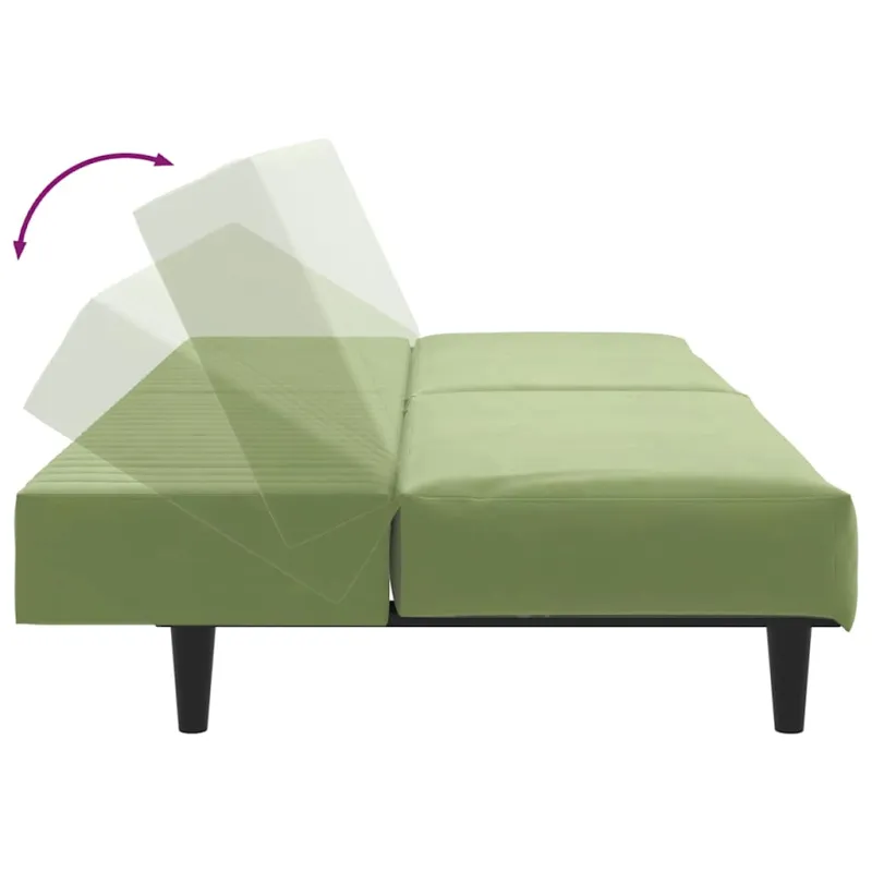 Dvivietė sofa-lova, šviesiai žalios spalvos, aksomas