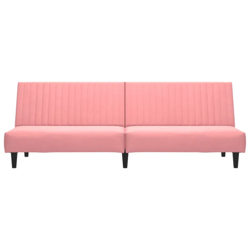 Dvivietė sofa-lova, rožinės spalvos, aksomas