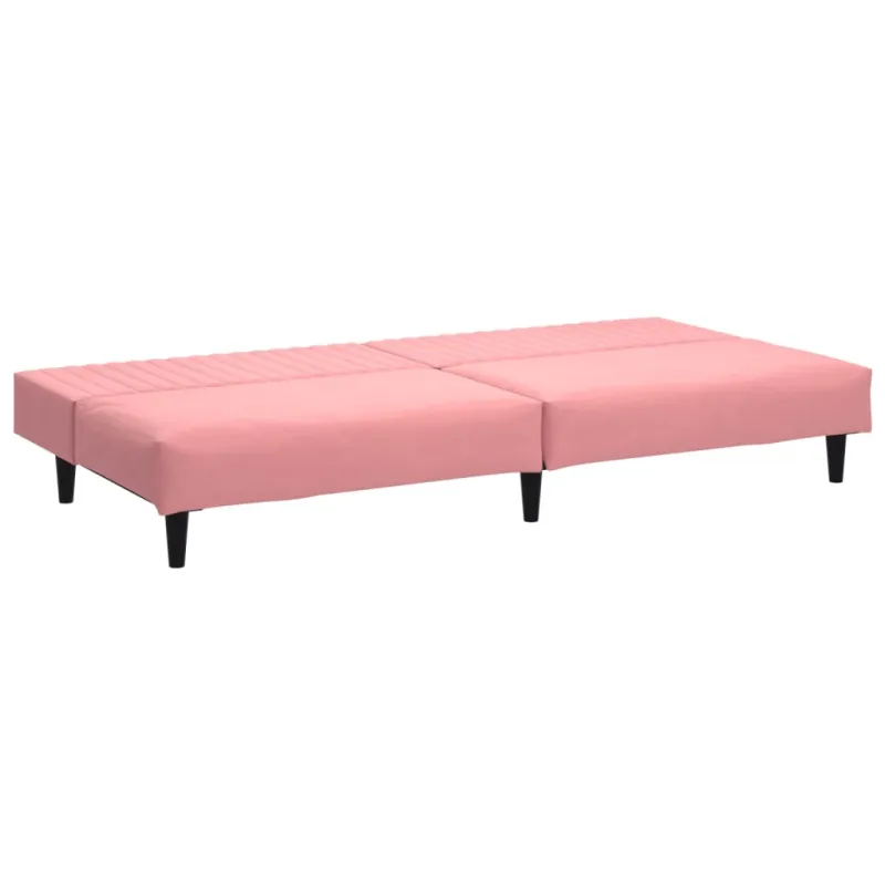 Dvivietė sofa-lova, rožinės spalvos, aksomas
