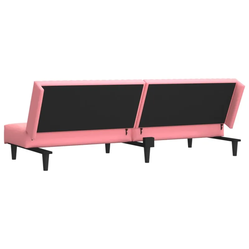 Dvivietė sofa-lova, rožinės spalvos, aksomas