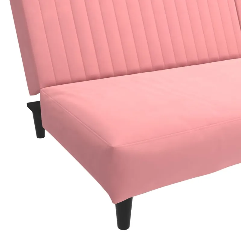 Dvivietė sofa-lova, rožinės spalvos, aksomas