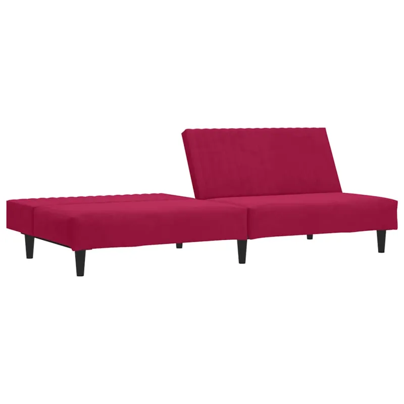Dvivietė sofa-lova, raudonojo vyno spalvos, aksomas