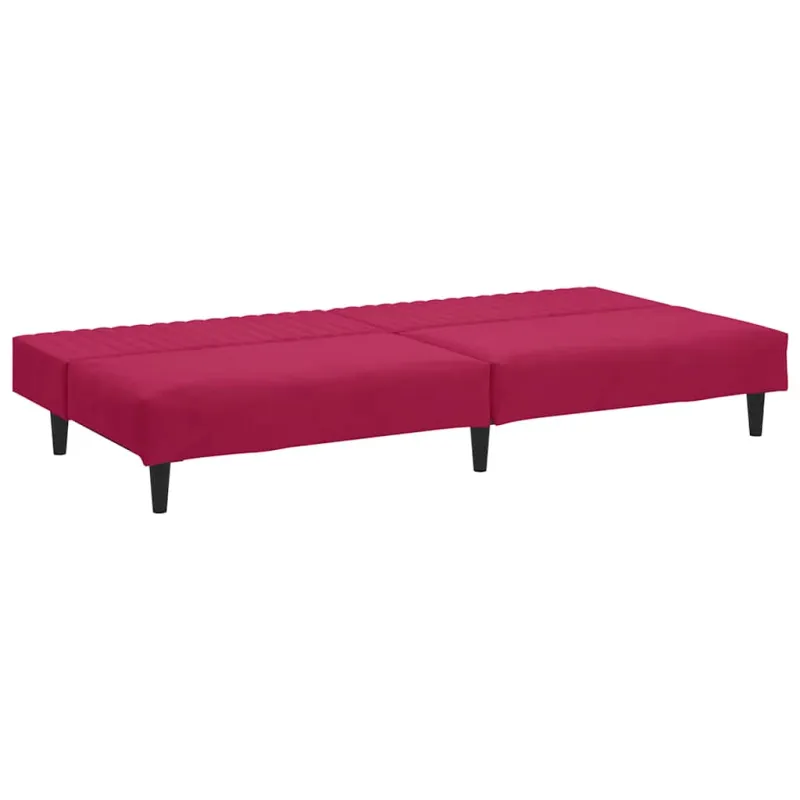 Dvivietė sofa-lova, raudonojo vyno spalvos, aksomas