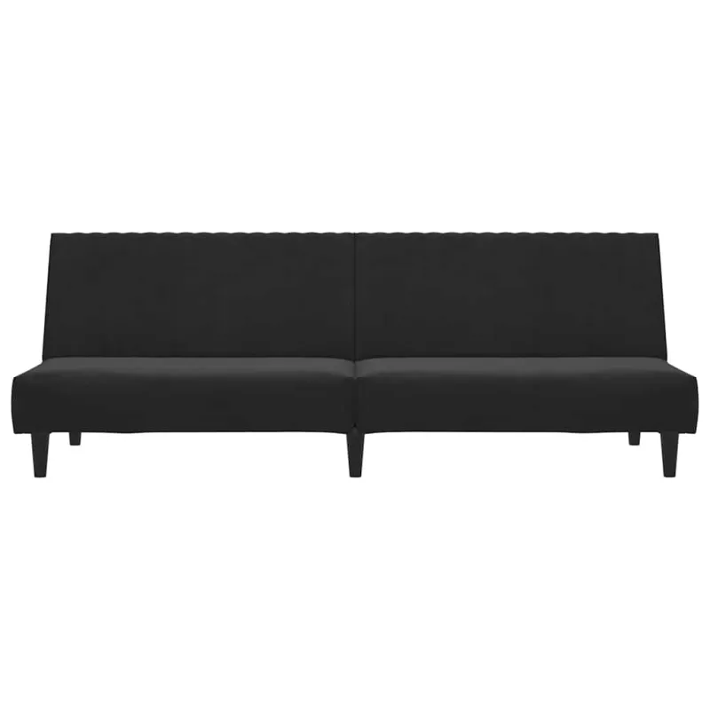 Dvivietė sofa-lova, juodos spalvos, aksomas