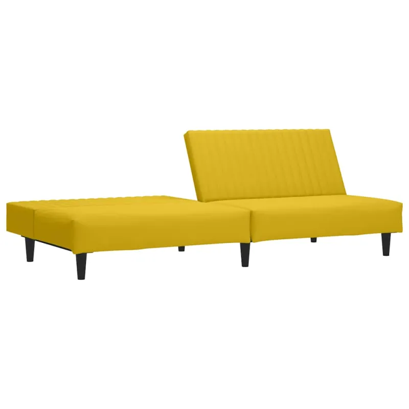 Dvivietė sofa-lova, geltonos spalvos, aksomas