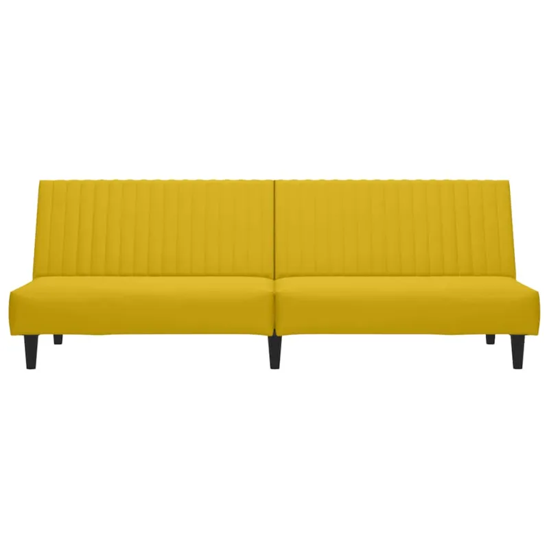 Dvivietė sofa-lova, geltonos spalvos, aksomas