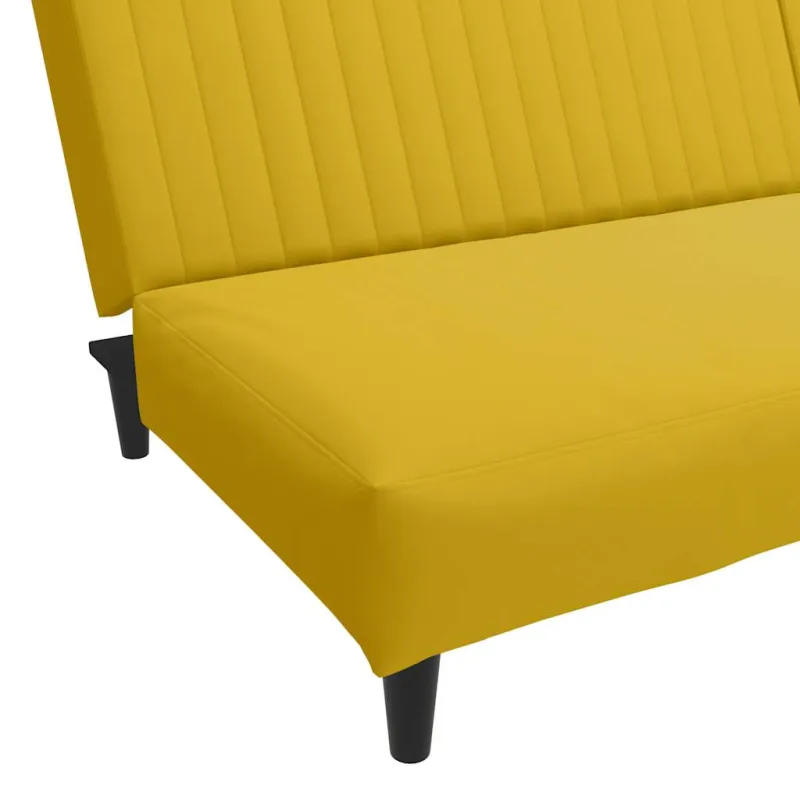 Dvivietė sofa-lova, geltonos spalvos, aksomas