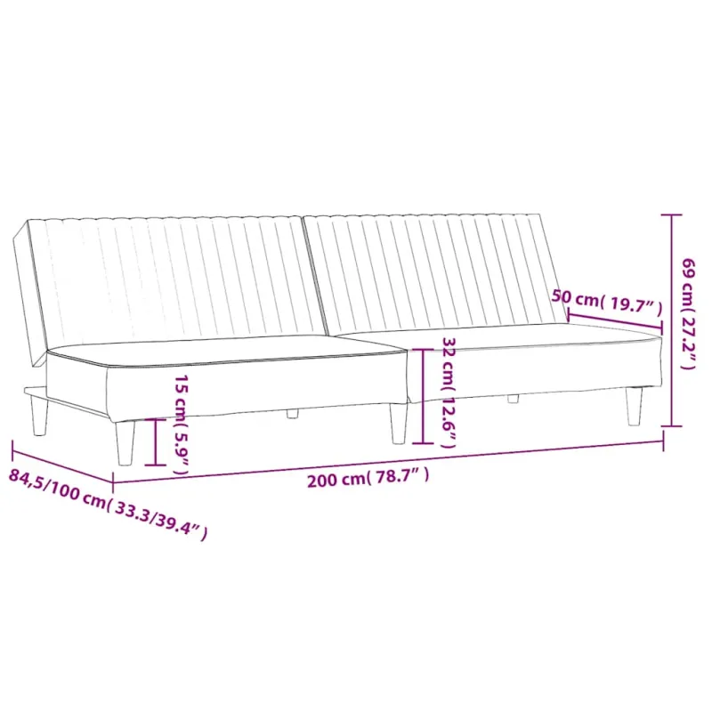 Dvivietė sofa-lova, geltonos spalvos, aksomas
