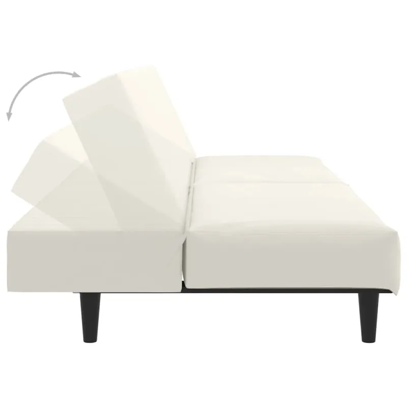 Dvivietė sofa-lova, kreminės spalvos, aksomas