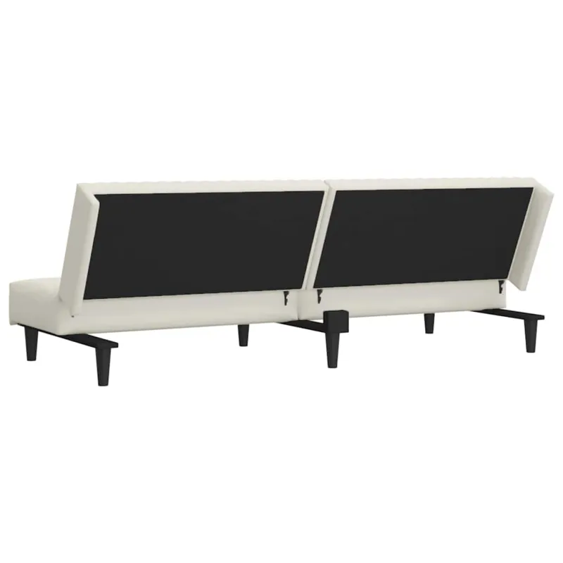 Dvivietė sofa-lova, kreminės spalvos, aksomas