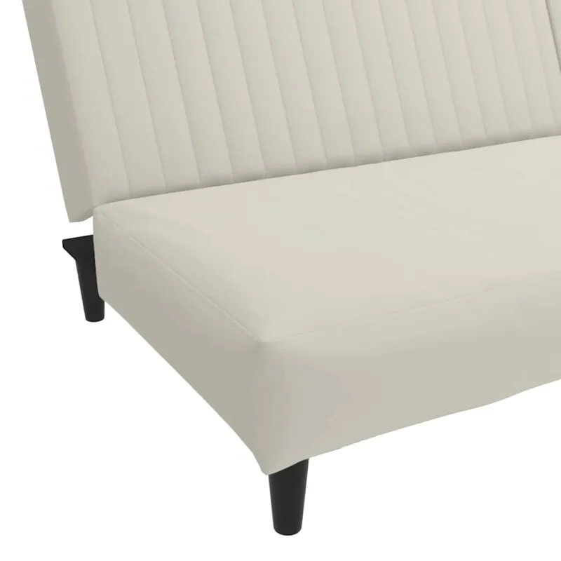 Dvivietė sofa-lova, kreminės spalvos, aksomas