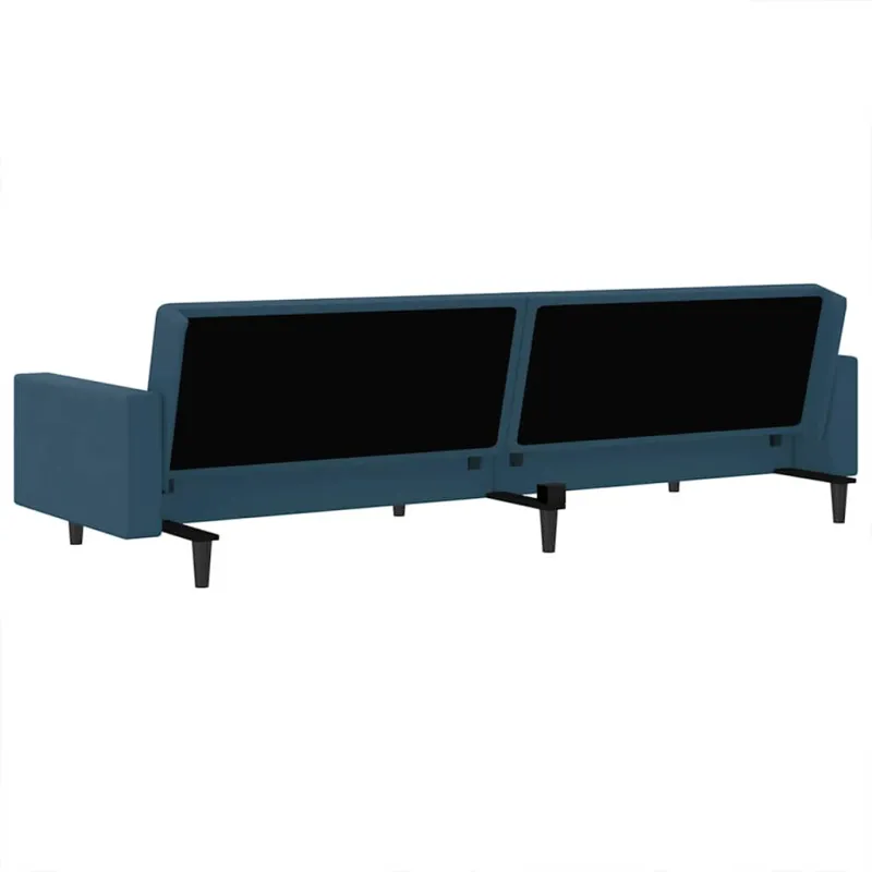 Dvivietė sofa-lova, mėlynos spalvos, aksomas