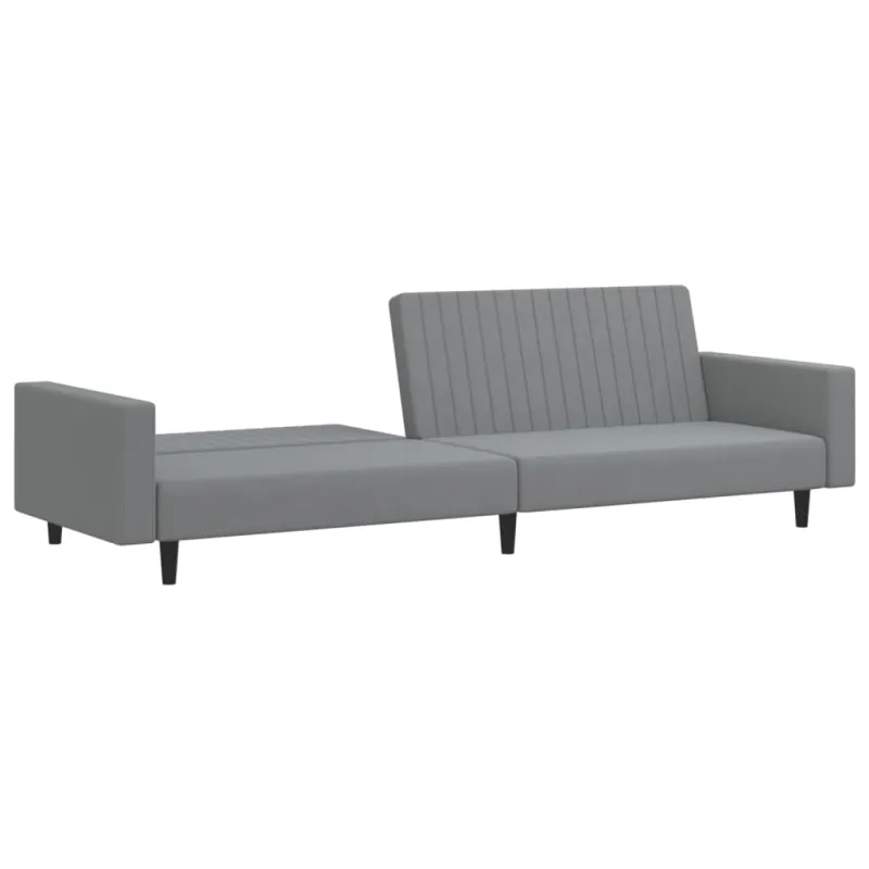 Dvivietė sofa-lova, šviesiai pilkos spalvos, aksomas