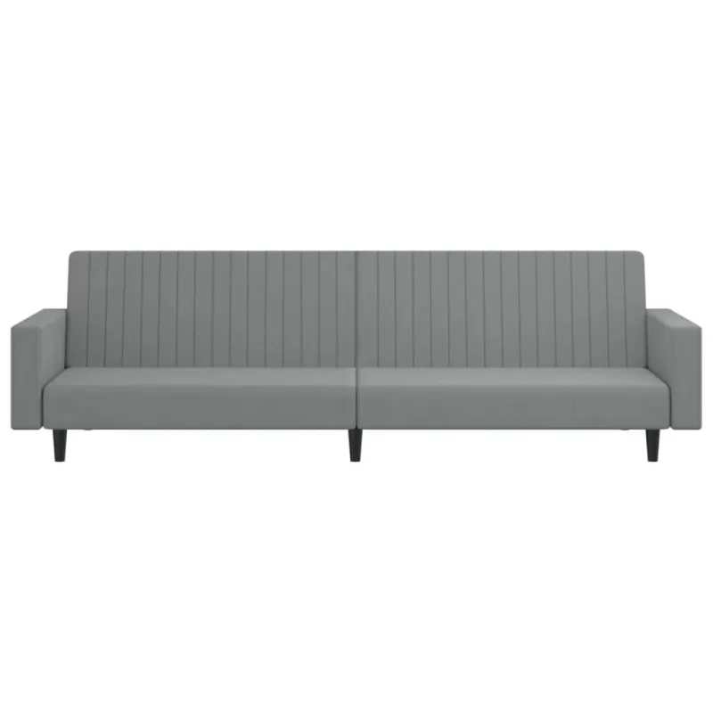 Dvivietė sofa-lova, šviesiai pilkos spalvos, aksomas