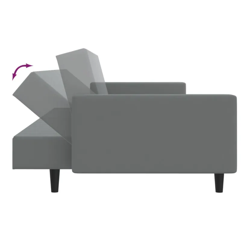 Dvivietė sofa-lova, šviesiai pilkos spalvos, aksomas