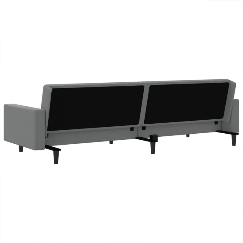 Dvivietė sofa-lova, šviesiai pilkos spalvos, aksomas