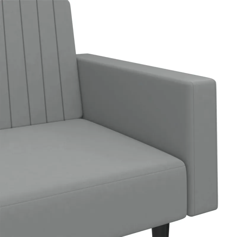 Dvivietė sofa-lova, šviesiai pilkos spalvos, aksomas