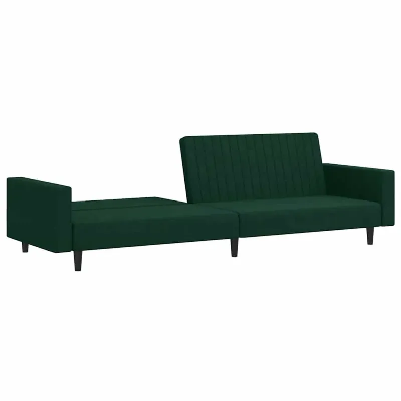 Dvivietė sofa-lova, tamsiai žalios spalvos, aksomas