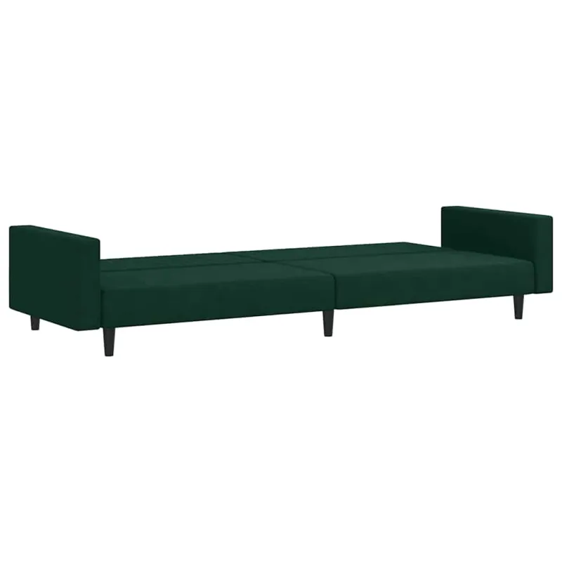 Dvivietė sofa-lova, tamsiai žalios spalvos, aksomas