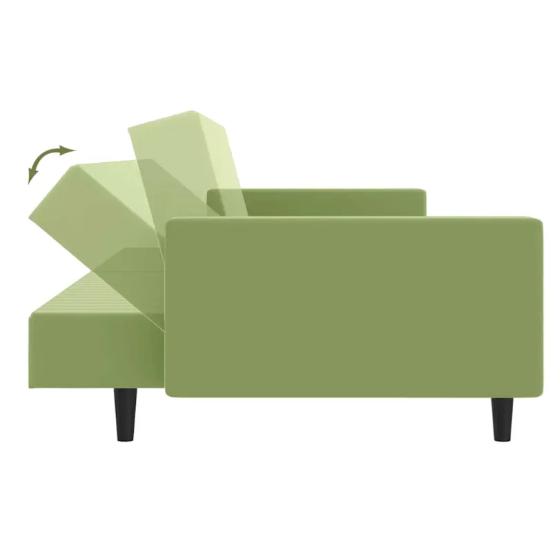 Dvivietė sofa-lova, šviesiai žalios spalvos, aksomas