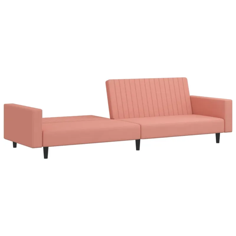 Dvivietė sofa-lova, rožinės spalvos, aksomas
