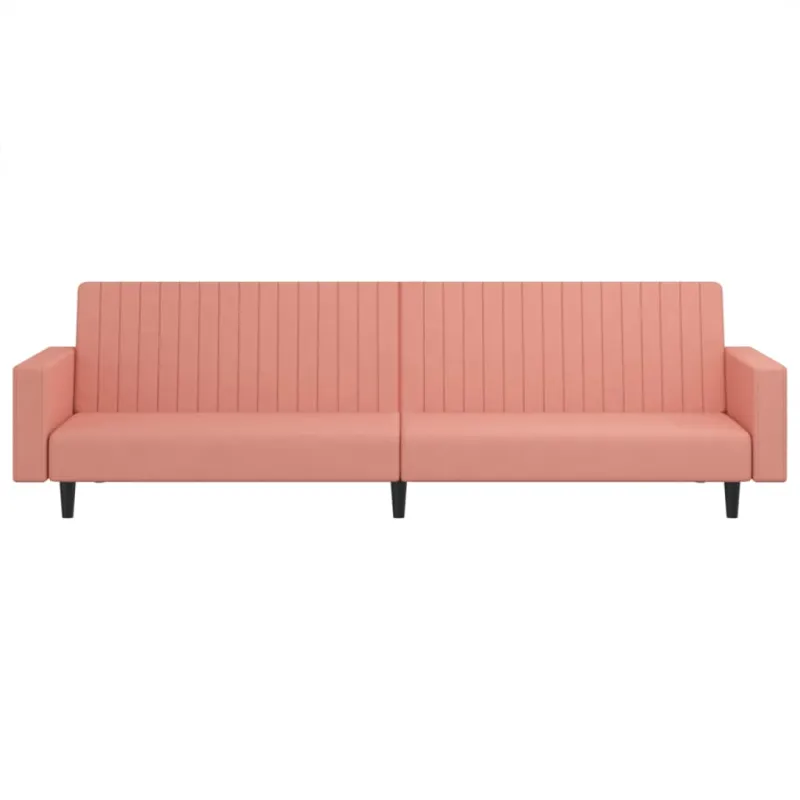 Dvivietė sofa-lova, rožinės spalvos, aksomas