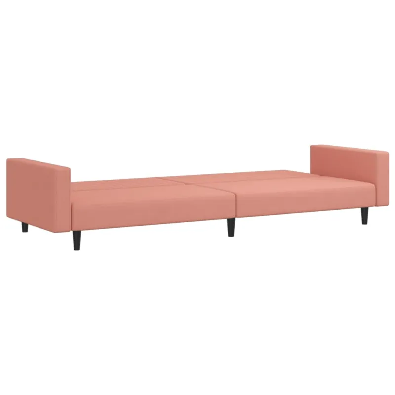 Dvivietė sofa-lova, rožinės spalvos, aksomas