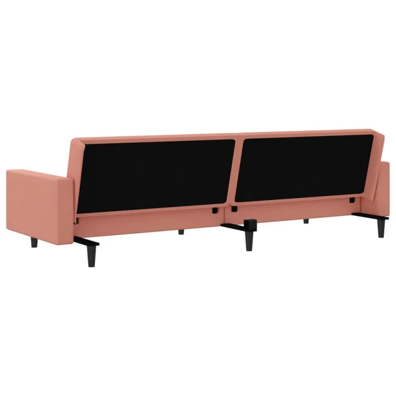 Dvivietė sofa-lova, rožinės spalvos, aksomas