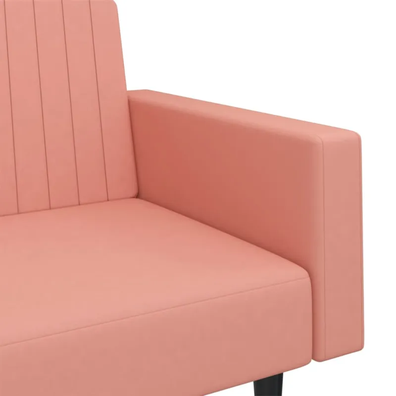 Dvivietė sofa-lova, rožinės spalvos, aksomas