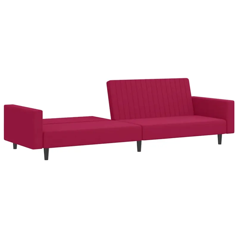 Dvivietė sofa-lova, raudonojo vyno spalvos, aksomas