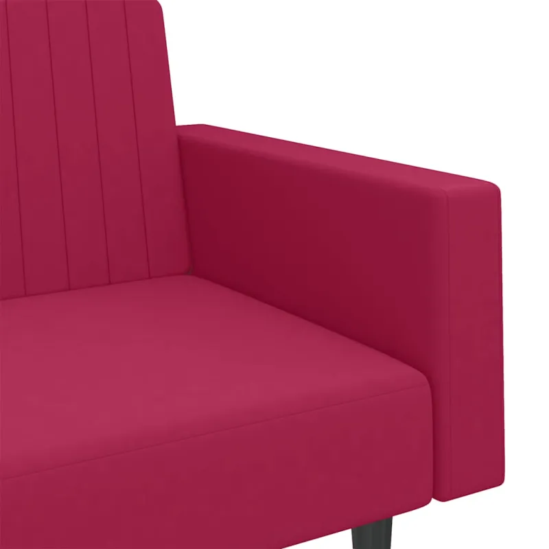 Dvivietė sofa-lova, raudonojo vyno spalvos, aksomas