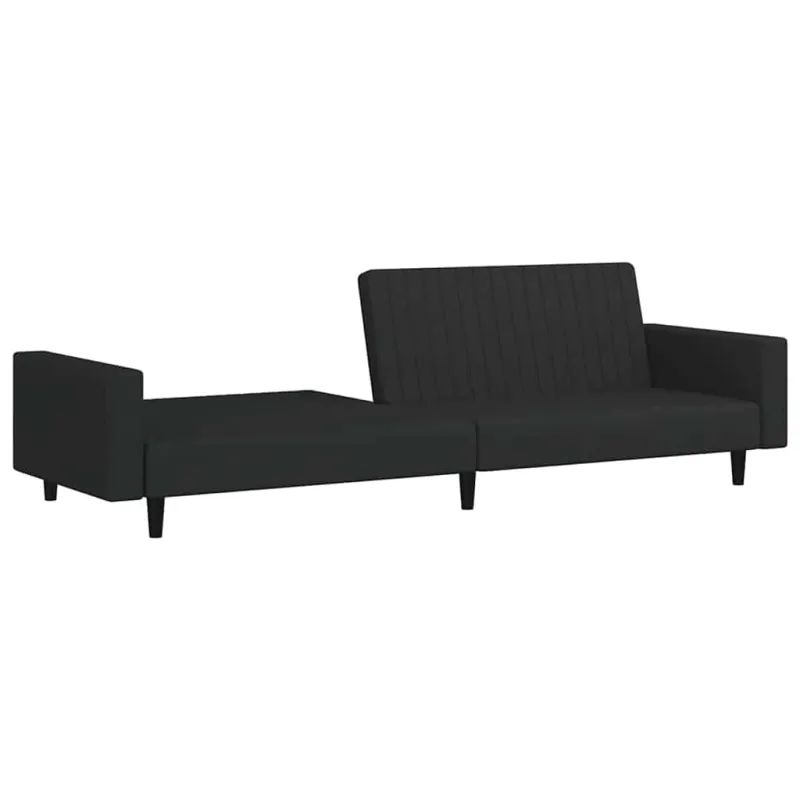 Dvivietė sofa-lova, juodos spalvos, aksomas