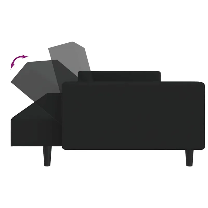 Dvivietė sofa-lova, juodos spalvos, aksomas