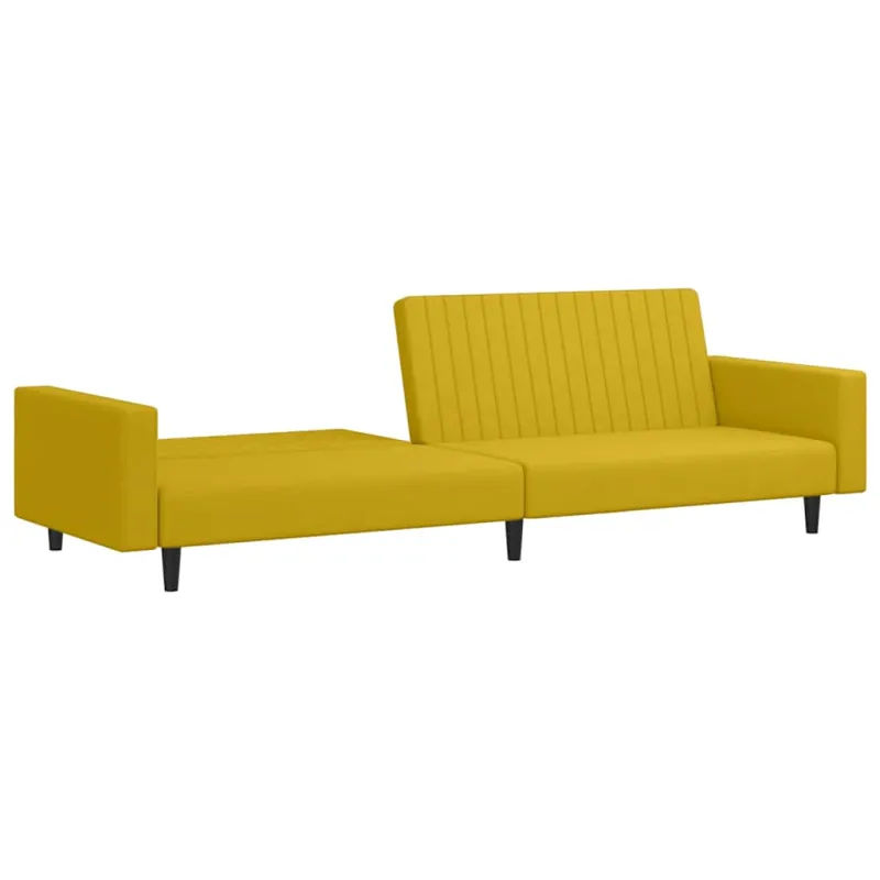 Dvivietė sofa-lova, geltonos spalvos, aksomas