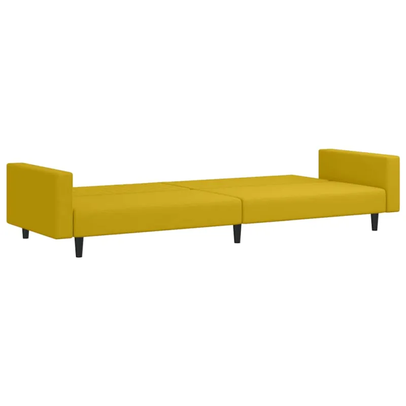 Dvivietė sofa-lova, geltonos spalvos, aksomas