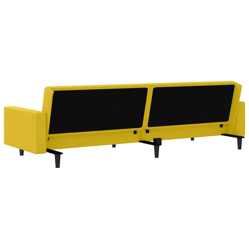 Dvivietė sofa-lova, geltonos spalvos, aksomas