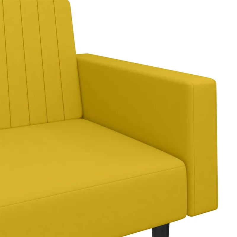 Dvivietė sofa-lova, geltonos spalvos, aksomas