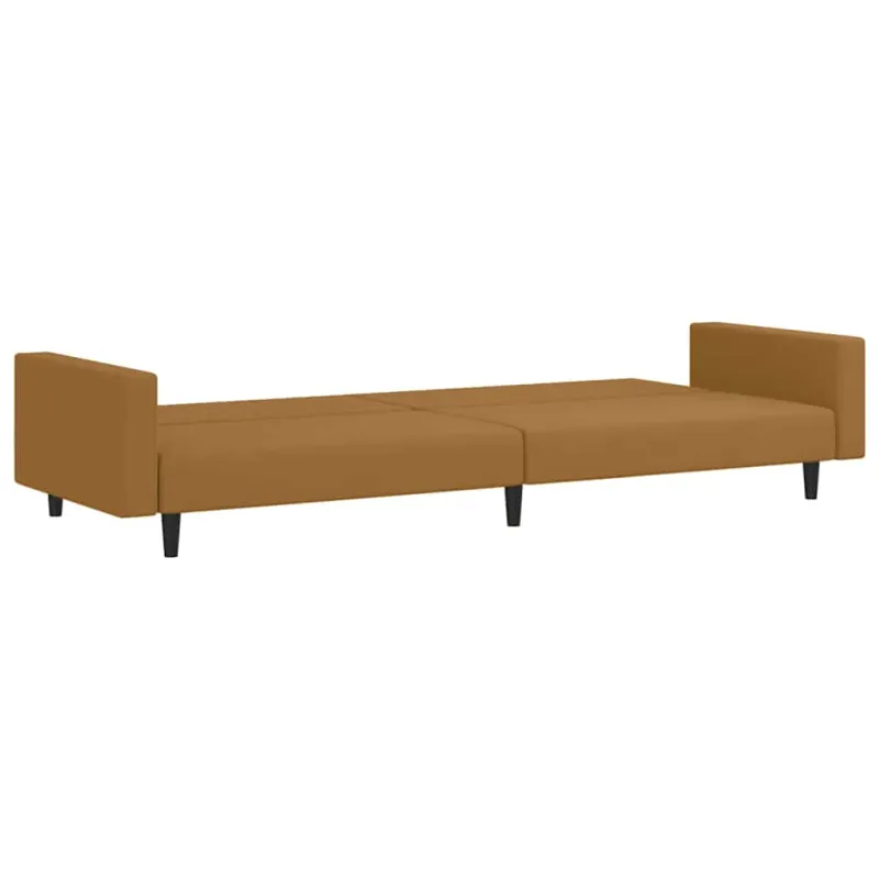 Dvivietė sofa-lova, rudos spalvos, aksomas
