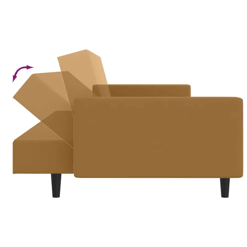 Dvivietė sofa-lova, rudos spalvos, aksomas