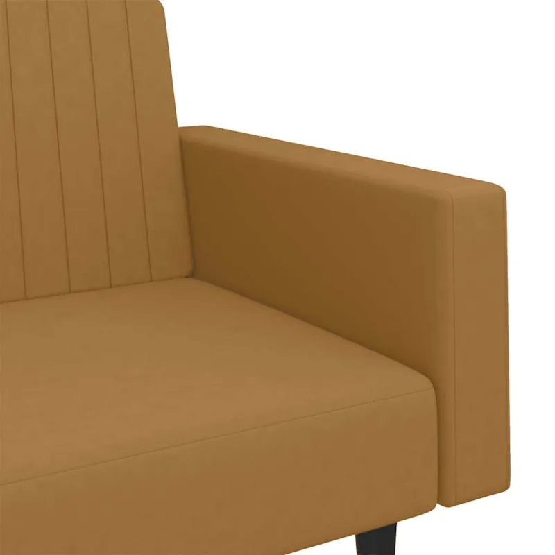 Dvivietė sofa-lova, rudos spalvos, aksomas
