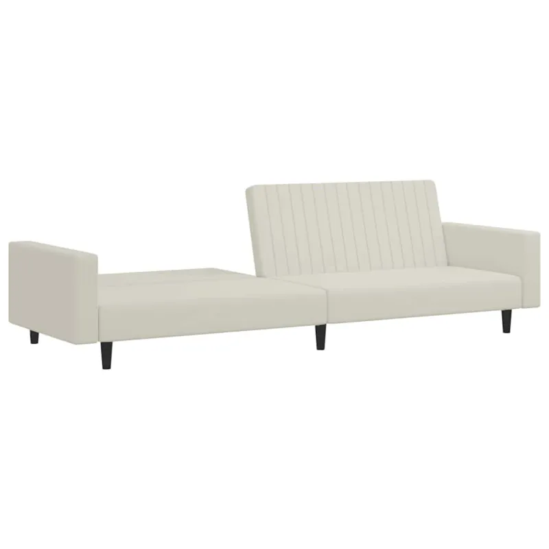 Dvivietė sofa-lova, kreminės spalvos, aksomas