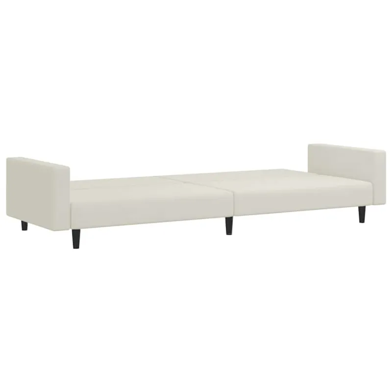 Dvivietė sofa-lova, kreminės spalvos, aksomas