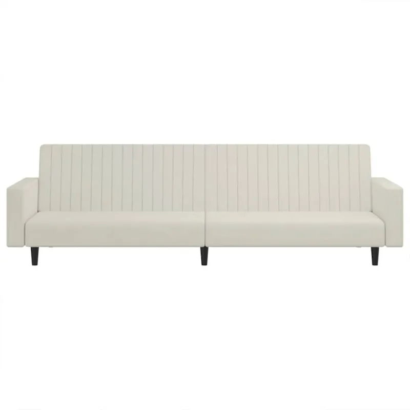 Dvivietė sofa-lova, kreminės spalvos, aksomas