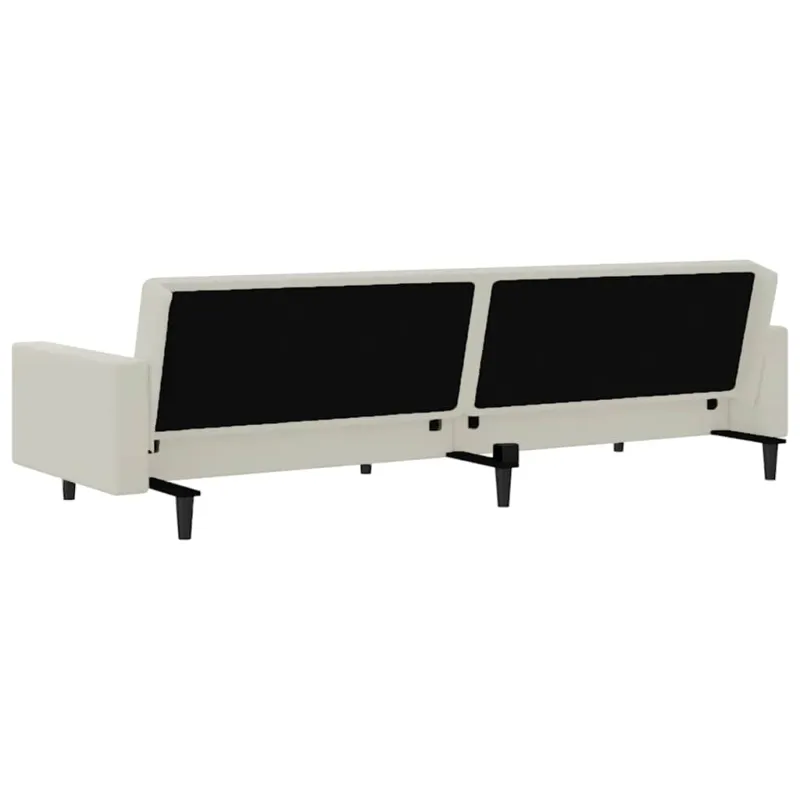 Dvivietė sofa-lova, kreminės spalvos, aksomas