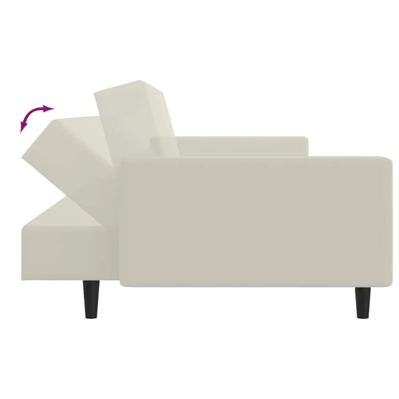 Dvivietė sofa-lova, kreminės spalvos, aksomas