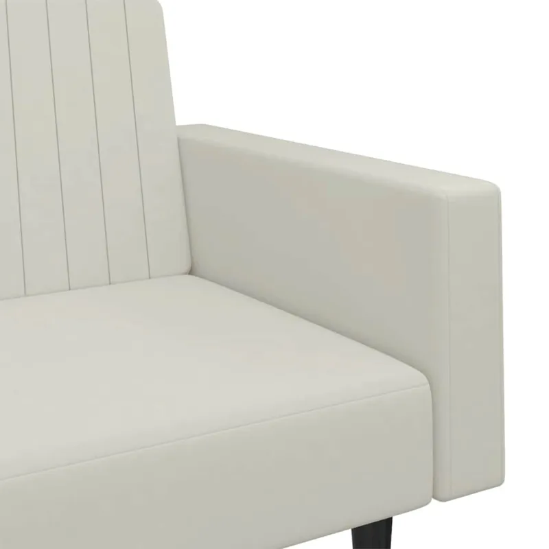 Dvivietė sofa-lova, kreminės spalvos, aksomas