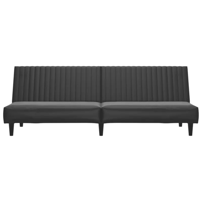 Dvivietė sofa-lova, juodos spalvos, dirbtinė oda