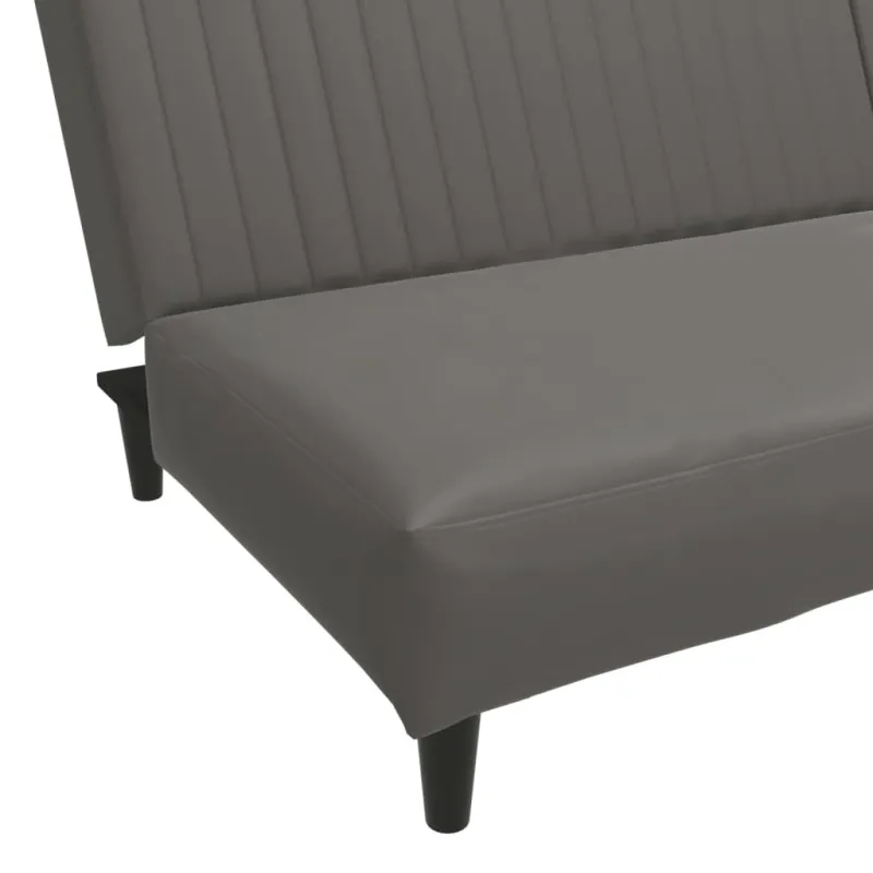Dvivietė sofa-lova, pilkos spalvos, dirbtinė oda