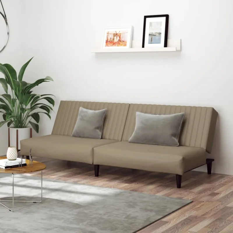 Dvivietė sofa-lova, kapučino spalvos, dirbtinė oda