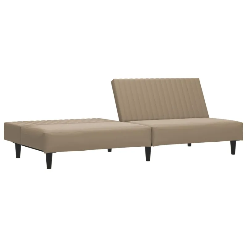 Dvivietė sofa-lova, kapučino spalvos, dirbtinė oda